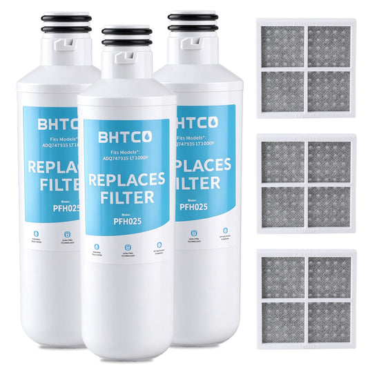 BHTCD PFH025 LFCS27596S water and air filter replacement combo for LG refrigerator 3‑pack set