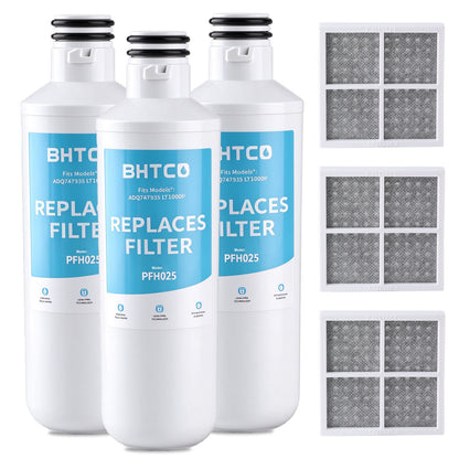 BHTCD PFH025 LFCS27596S water and air filter replacement combo for LG refrigerator 3‑pack set